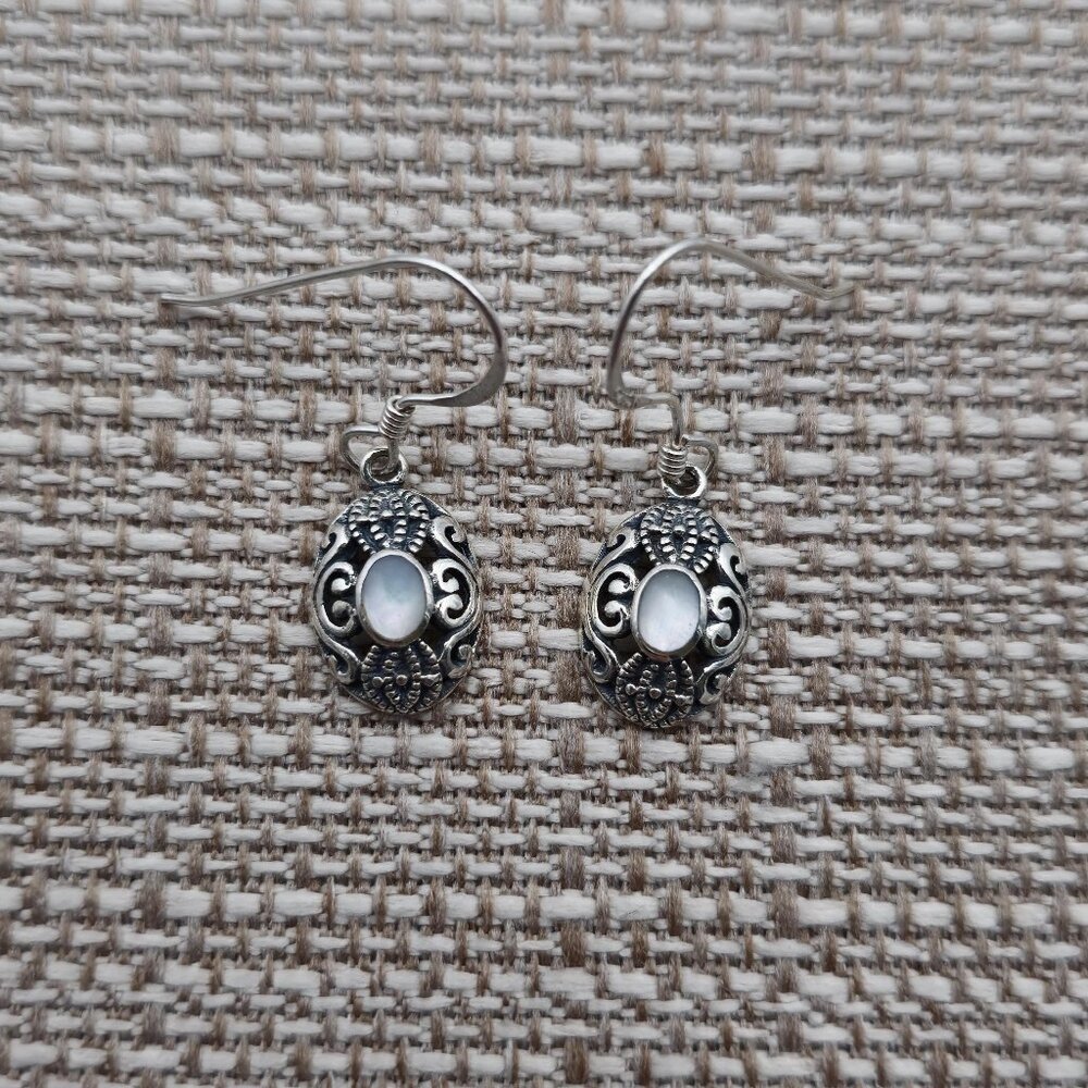 Sterling Silver Fancy Mother Of Pearl Earrings A1854